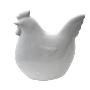 Figurka dekoracyjna - Porcelanowa biała kura