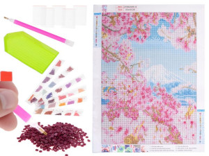 Haft Diamentowy Mozaika Diamond Painting Zestaw 5d Diy Kwiat Wiśni