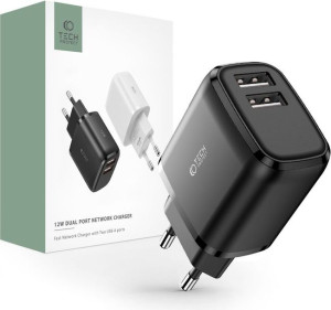Ładowarka sieciowa Tech-Protect C12W 2-port Network Charger 2.4A Black