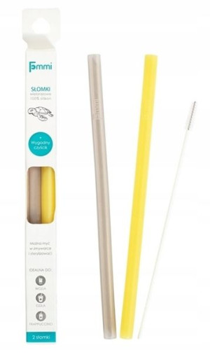 Fommi Słomki Wielorazowe Grey/Yellow 2 Szt