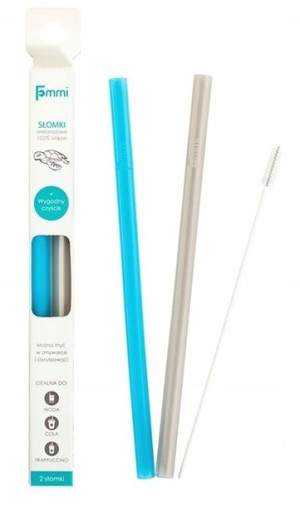 Fommi Słomki Wielorazowe Grey/Blue 2 Szt