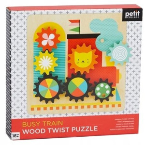 Petit Collage Drewniane Ruchome Puzzle Pociąg