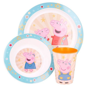 Peppa Pig - Zestaw naczyń do mikrofali (talerzyk + miska + kubek)