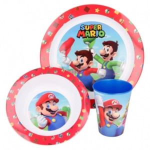 Super Mario - Zestaw naczyń (talerz, miska i kubek 260 ml) (czerwony)