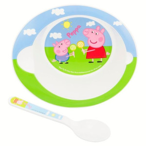 Peppa Pig - Miska z łyżeczką z melaminy do mikrofali