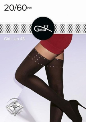 GATTA GIRL-UP 43 Rajstopy wzorzyste k.:Nero.Silver r.:2-S