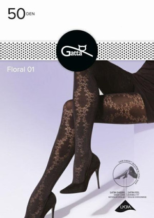 GATTA FLORAL 01 Rajstopy damskie 50 DEN k.:Nero r.:2-S