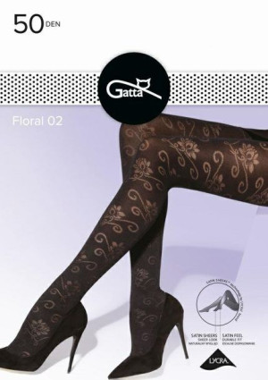 GATTA FLORAL 02 Rajstopy damskie 50 DEN k.:Nero r.:2-S