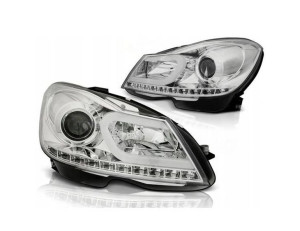 Lampy Reflektory Mercedes W204 11-14 CHROME LED