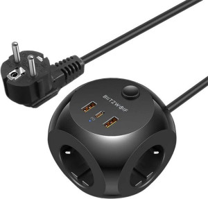 Ładowarka sieciowa z 3 gniazdami AC, 2x USB, 1x USB-C Blitzwolf BW-PC1 (cza