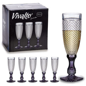 Kieliszki do szampana Diament Antracyt 180 ml komplet 6 szt.