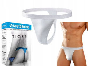 Stringi męskie SESTO SENSO TIGER - BIAŁY - M BODY CONCEPT STM01