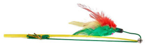 Zooroom | Wędka z piórkami i dzwoneczkiem | 32cm - Wędka kolorowa 32cm