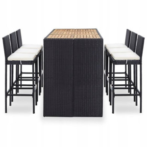 7-cz zestaw mebli barowych z poduszkami rattan PE