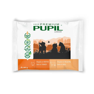 Karma mokra dla kota PUPIL Premium JUNIOR bogata w indyka + cielęcinę 4x85g