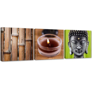 ZESTAW OBRAZÓW Buddha Bambus 90x30