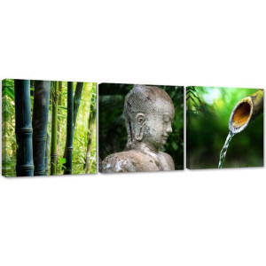 ZESTAW OBRAZÓW Bambus Zen Buddha 150x50