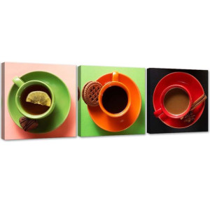 ZESTAW OBRAZÓW Kawa Kolorowy 150x50