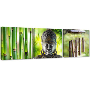 ZESTAW OBRAZÓW Buddha Bambus 120x40