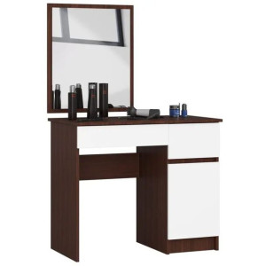 Toaletka KOSMETYCZNA małe lustro PRAWA BIEL WENGE mat 90x50x142 cm
