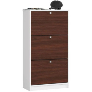 Szafka na OBUWIE 3 UCHYLNE drzwiczki BIEL WENGE mat 60x29x113 cm