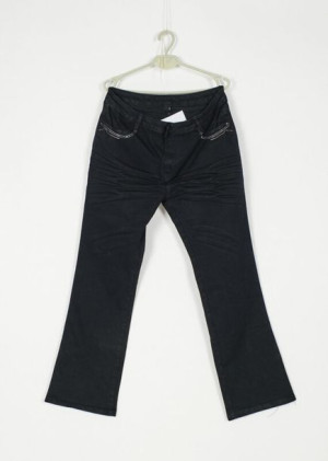 Spodnie Damskie Czarne Jeans Z Cyrkoniami