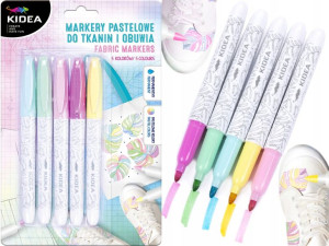 KIDEA Pastelowe MARKERY DO TKANIN I OBUWIA 5 Kol