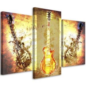 OBRAZ TRYPTYK Abstrakcja Gitara 120x80