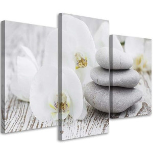 OBRAZ TRYPTYK Orchidea Kamienie Zen Spa 60x40