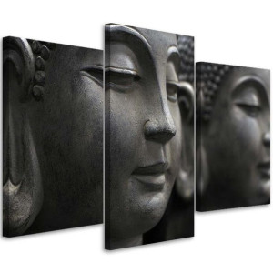 OBRAZ TRYPTYK Buddha Czarno Biały Zen Spa 120x80