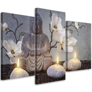 OBRAZ TRYPTYK Buddha Orchidea Zen Spa 120x80