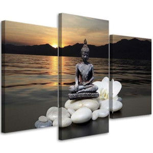 OBRAZ TRYPTYK Zen Buddha Zachód Słońca 60x40