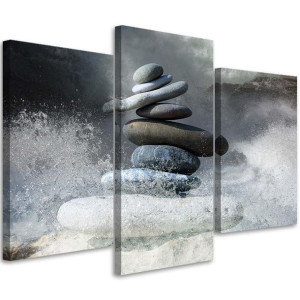 OBRAZ TRYPTYK Kamienie Zen Morze Fale 90x60