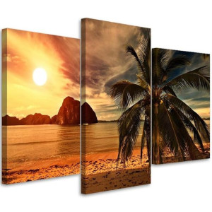 OBRAZ TRYPTYK Morze Palmy 60x40