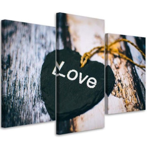 OBRAZ TRYPTYK Napis Love Retro 90x60