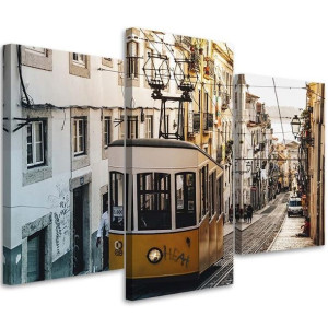 OBRAZ TRYPTYK Tramwaj Lizbona Miasto 60x40