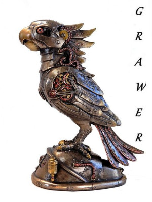 Papuga mechaniczna w stylu steampunk oryginalna figurka