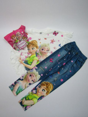 Frozen komplet 3 częściowy leginsy, koszulka i czapka z daszkiem, rozm.104