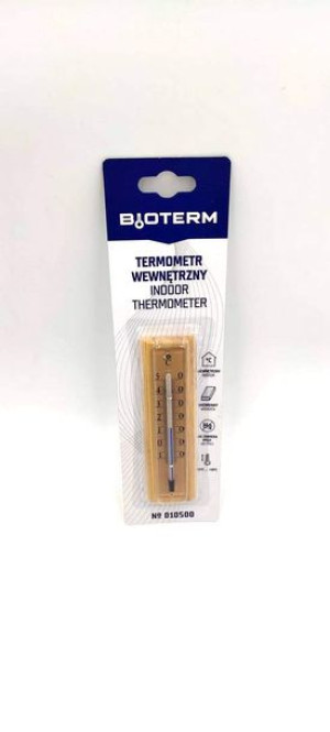 Termometr wewnętrzny drewniany złota skala 126mm x 36mm prosty