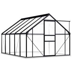 Emaga Szklarnia z ramą podstawy, antracytowa, aluminium, 5,89 m³