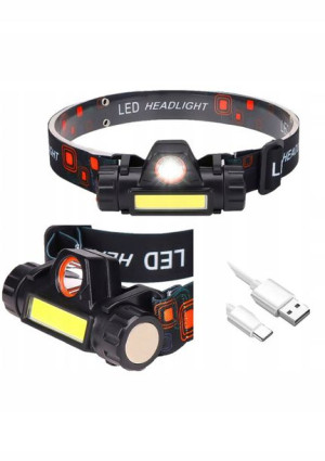 Latarka Czołowa Led Akumulatorowa Usb 2 Tryby Świecenia Magnes