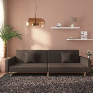Emaga 2-osobowa sofa, 2 poduszki, ciemnobrązowa, tapicerowana tkaniną