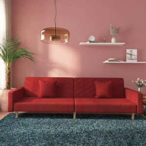 Emaga 2-osobowa sofa, 2 poduszki, czerwone wino, tapicerowana tkaniną