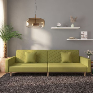 Emaga 2-osobowa sofa, 2 poduszki, zielona, tapicerowana tkaniną