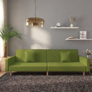 Emaga 2-osobowa sofa, 2 poduszki, jasnozielona, aksamitna