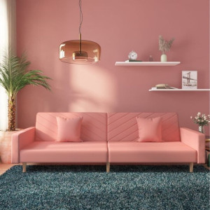 Emaga 2-osobowa sofa, 2 poduszki, różowa, aksamitna