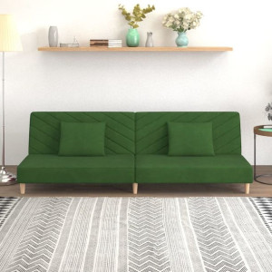 Emaga 2-osobowa sofa, 2 poduszki, ciemnozielona, aksamitna