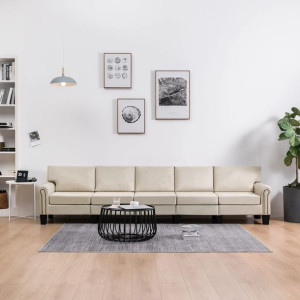 Emaga 5-osobowa sofa, kremowa, tapicerowana tkaniną