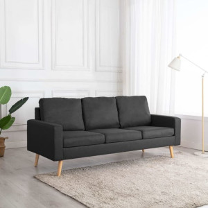 Emaga 3-osobowa sofa, ciemnoszara, tapicerowana tkaniną