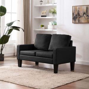 Emaga 2-osobowa sofa, czarna, sztuczna skóra